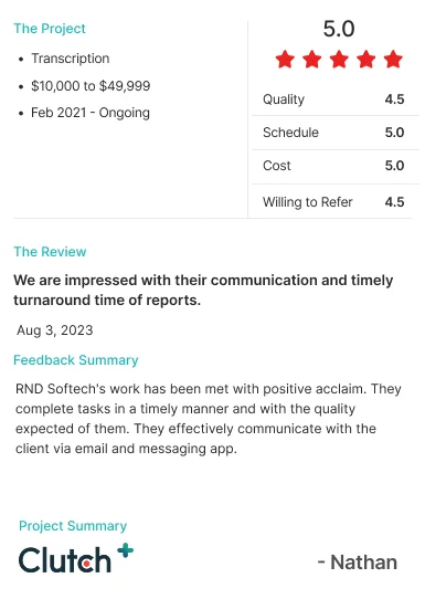 Client Testimonial from Clutch