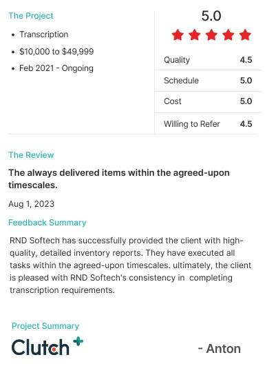 Client Testimonial from Clutch